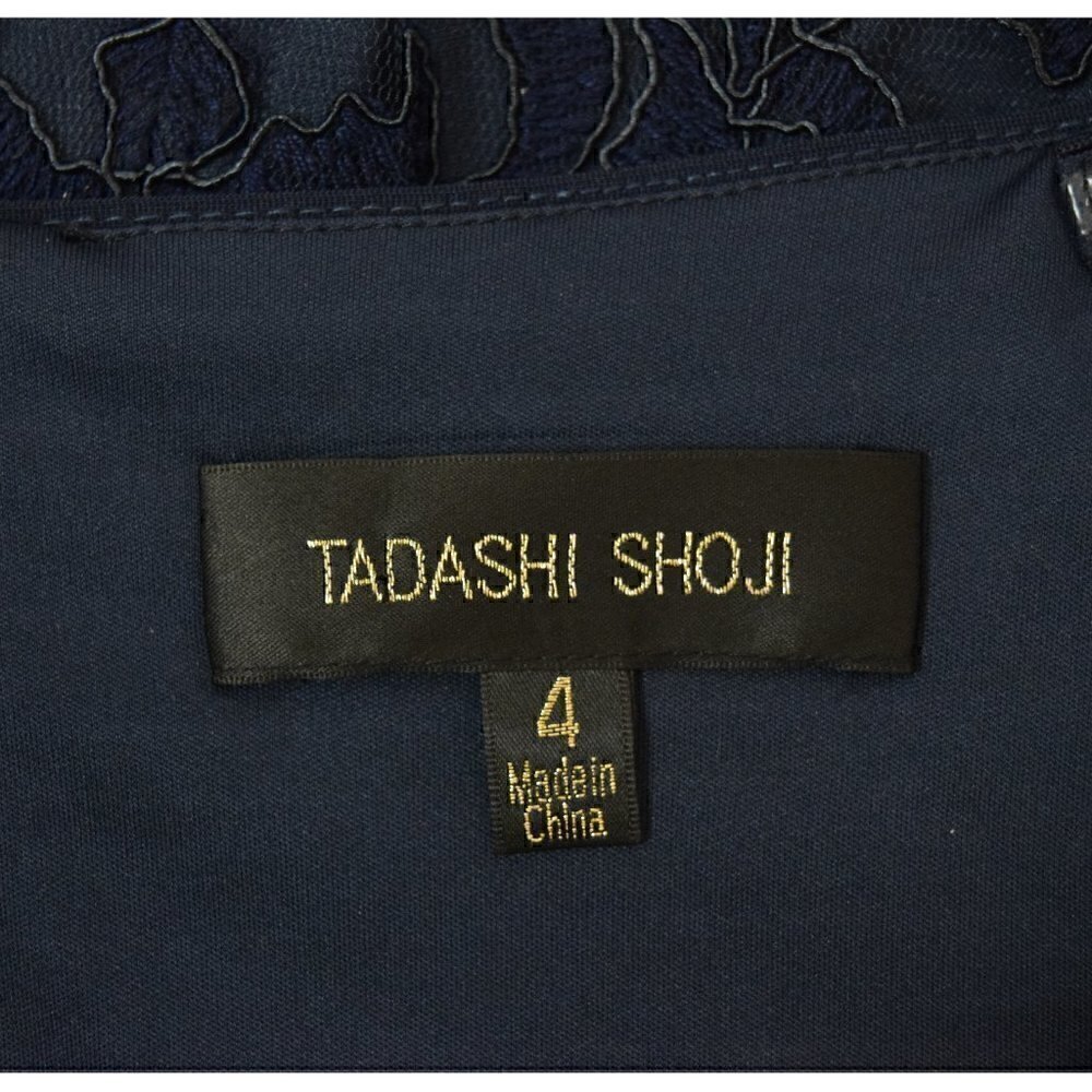 TADASHI SHOJI LACE NAVY BLUE SHEATH DRESS - Picture 9 of 10